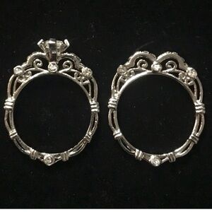 New Sterling Silver White Sapphire Designer Wedding Ring Set Size 6